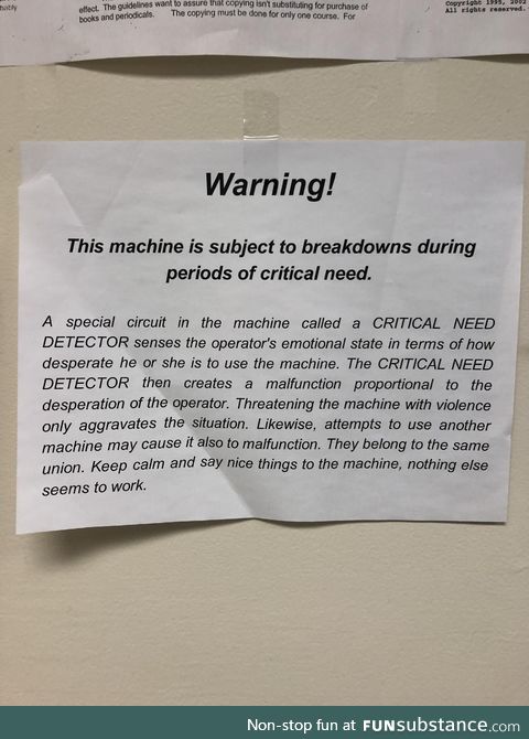 This sign next to the copier at my school