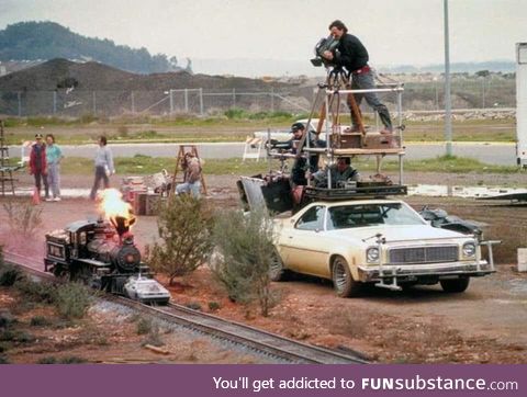 Filming the train scene from Back to the Future 3