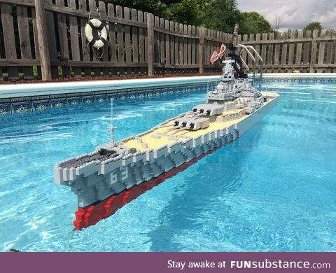 Life size LEGO Battleship in a pool