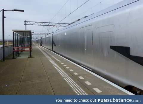 Vandals painted a complete train silver in a small town in the Netherlands 2 nights in a