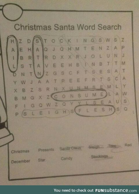 A wholesome night working on our Christmas word search: