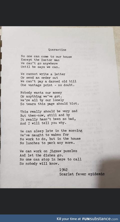 Scarlet fever poetry circa 1940