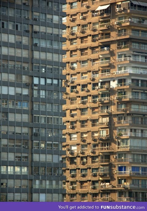 Which building is in front?