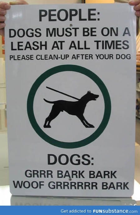 Sign for humans and dogs