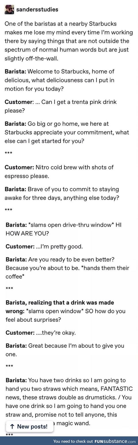 If more baristas were like this, I might have to start drinking coffee