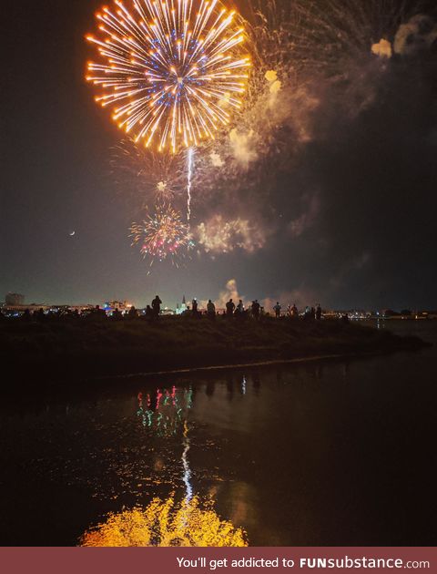 Fireworks over the Mississippi River in New Orleans