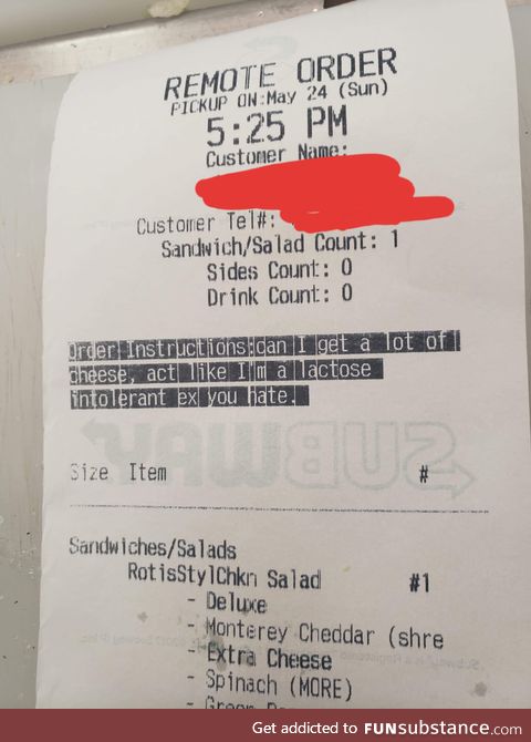 I work at a subway, we got this special request