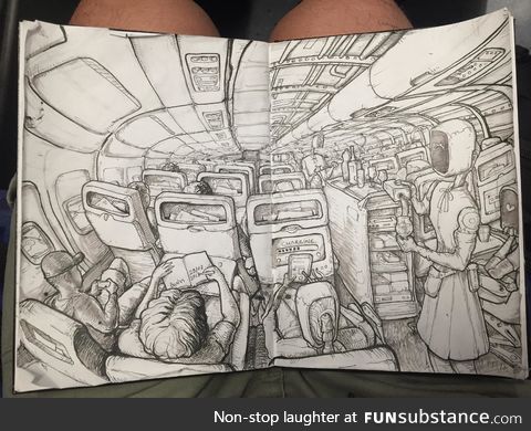 My sketch when I was on the flight from Majorca to Berlin, September 2018