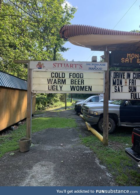 Sign at the local bar