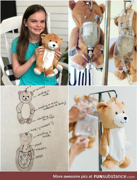 Ella Casano, a 12 y/o girl overcame her fear of IV bags with a simple and cheerful