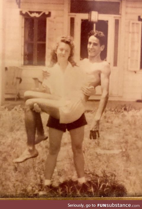 My grandmother holding my grandfather after Iwo Jima. Beaufort, SC