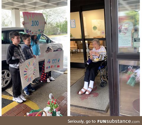 100 Years old today and the nursing home is on coronavirus lockdown so they sang to her