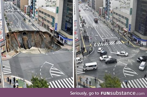 It took Japan 2 days to fix the sinkhole