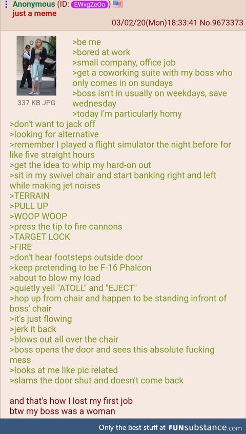Anon loses his first job
