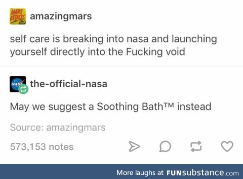 NASA has a suggestion on self-care