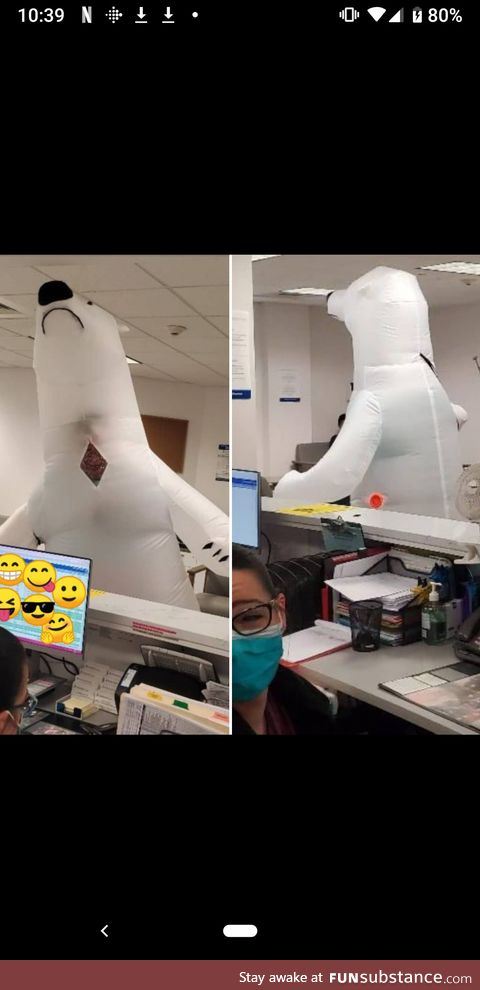 This guy didn't have a mask, so he came to the orthopedist as a polar bear