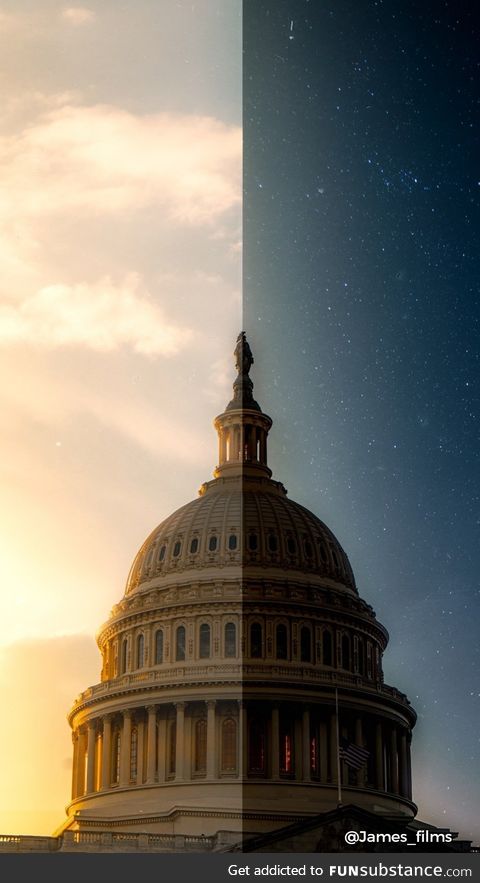 The US Capitol day vs night. This is part of a new style I'm working on where I contrast