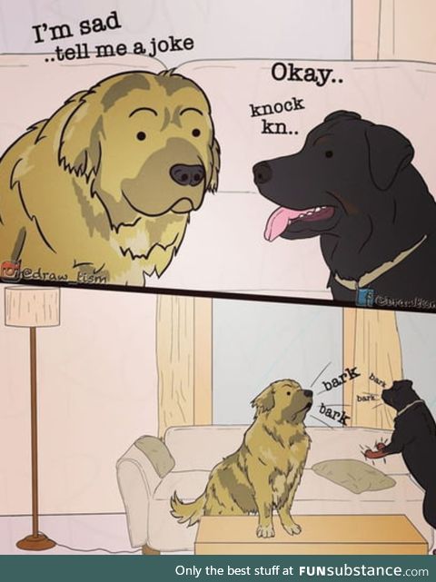 When dogs tell a joke