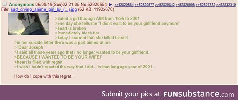 Anon's Internet GF kills herself