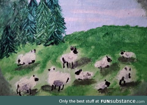Ze sheep I paint frolic about till they fall asleep