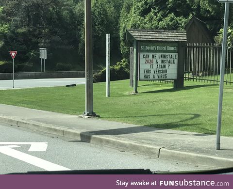 The church sign near my new home