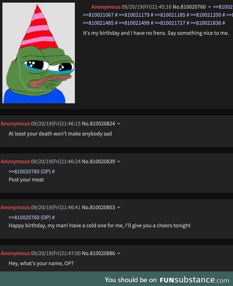 Anon gets wished happy birthday