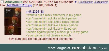Anon doesn't want to be racist