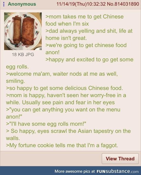 Anon eats egg roll