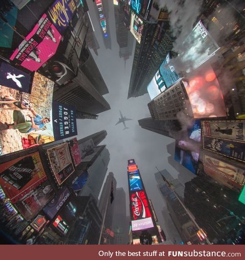 Times Square, New York, USA. A view from below