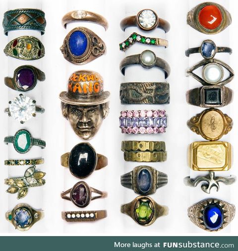 Photo of rings recovered over time from the banks of London's River Thames by the veteran