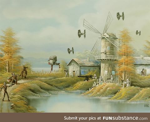 I added Star Wars to another thrift store painting in quarantine