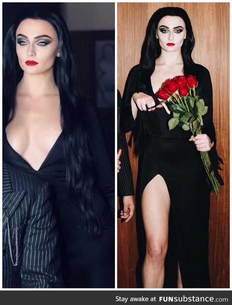 Sophie Turner as Morticia Addams for Halloween