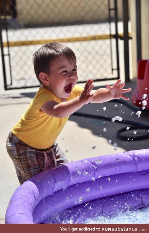 My little guy turned 2 today, this was his first time playing in his pool