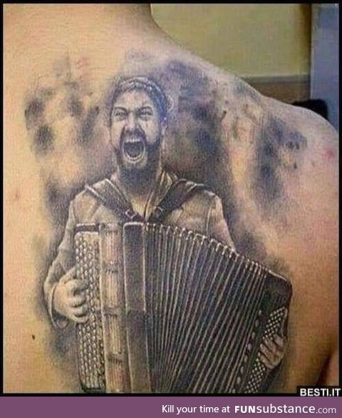 At the tattoo parlor: "I like 300 and folklore music." The tattoo artist: "Say no more."