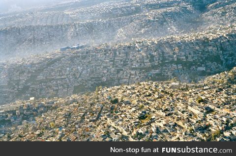Incredible aerial view of Mexico City, the largest city in Mexico with a population of