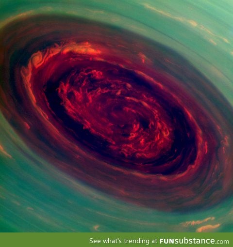 The spinning vortex of saturn's north polar storm, an incredible picture!