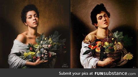 My recreation of "Boy with a basket of fruits" by Caravaggio