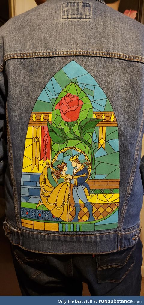 A jacket my fiance painted for her friends birthday