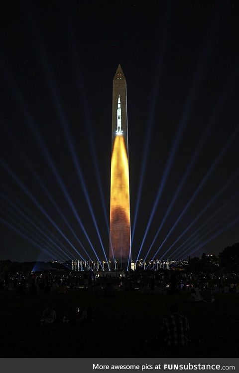 Apollo 11 Lift Off Projected onto the Washington Monument