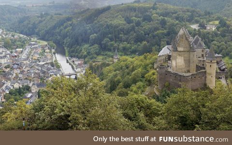 Vianden Castle overlooking the town. Luxembourg.