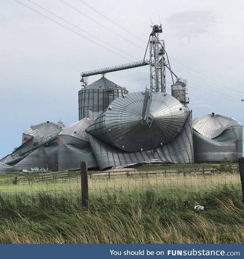 Grain silos in eastern Iowa after the storm