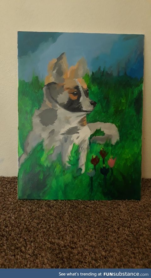 This picture of my dog I've drawn in his loving memory. Took me 2 days, am 11 y/o