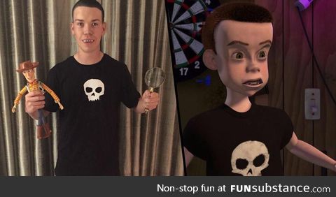 Will Poulter dressing up as Sid from Toy Story