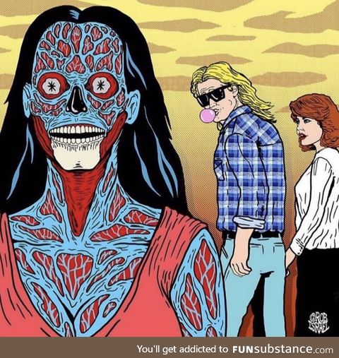 They live meets distracted boyfriend meme. Artwork by me