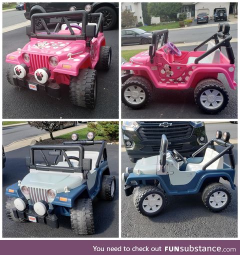 I painted my daughter's old power wheels for my son