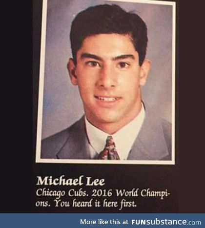 Guy in yearbook photo from 1993 predicts Cubs winning world series in 2016