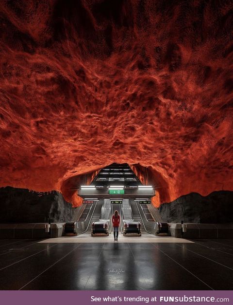 Subway ceiling looks like it’s on fire