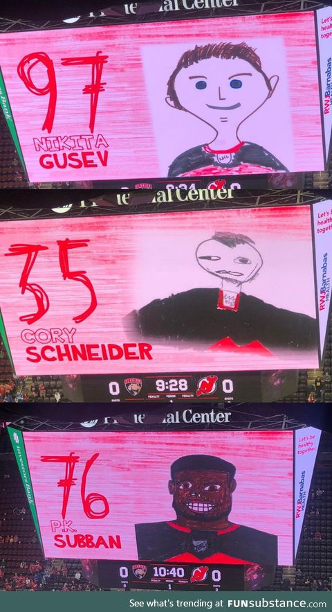 An NHL team used photos drawn by children to introduce the players