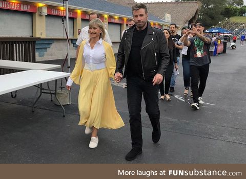 John Travolta and Olivia Newton-John reprise their roles for a Grease sing-along in