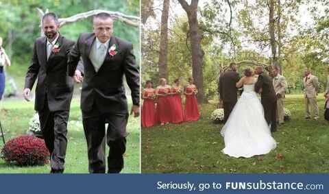 Father of bride stopped walking halfway and brought his daughter’s stepfather to walk